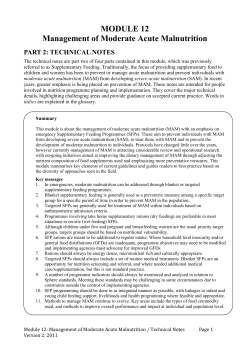 Emergency Supplementary Feeding: Module