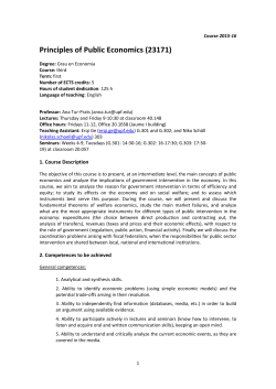Principles of Public Economics (23171)