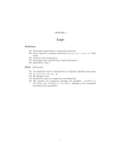 CHAPTER 1 Definitions D1. Statements (propositions