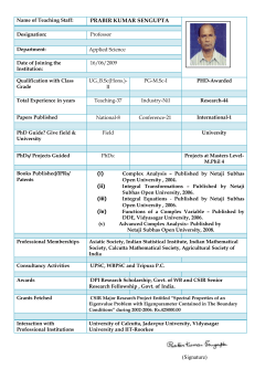 Name of Teaching Staff: PRABIR KUMAR SENGUPTA Designation
