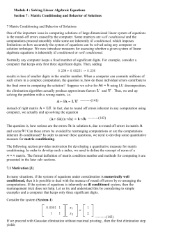 Module 4 : Solving Linear Algebraic Equations Section 7 : Matrix