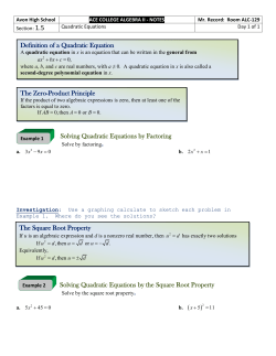 Solving Quadratic Equations by Factoring