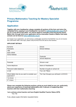 Primary Mathematics Teaching for Mastery Specialist