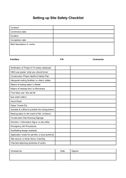 Setting up Site Safety Checklist