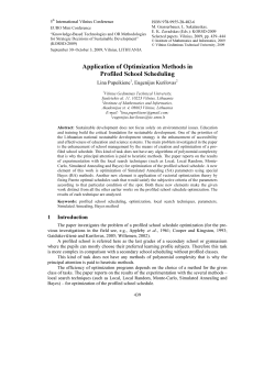 Application of Optimization Methods in Profiled School Scheduling