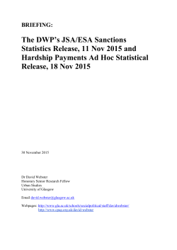 Briefing on the DWP`s JSA/ESA Sanctions Statistics Release, 11
