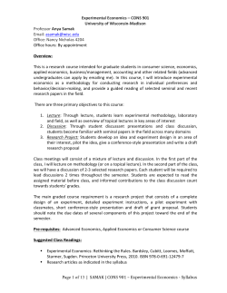 Experimental Economics -‐ Syllabus