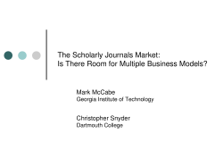 The Scholarly Journals Market: Is There Room for Multiple Business