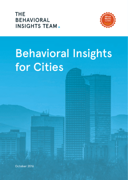 Behavioral Insights for Cities - The Behavioural Insights Team