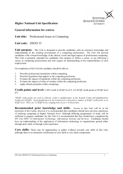 HN Unit D76H 35: Professional Issues in Computing 1