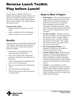 Reverse Lunch Toolkit, Play before Lunch