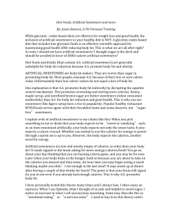 Diet Foods, Artificial Sweeteners and more By: Jason Zamora, Z