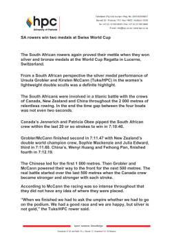 SA rowers win two medals at Swiss World Cup The South African