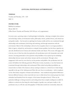 ANTH 569A: POSTHUMAN ANTHROPOLOGY TIMINGS Tuesday