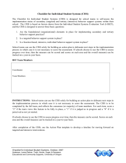 Checklist for Individual Student Systems (CISS)