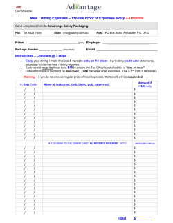 Meal Entertainment &ndash; Salary Packaging Claim Form