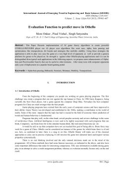 Evaluation Function to predict move in Othello