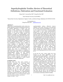 Superhydrophobic Textiles - Journal of Engineered Fibers and Fabrics