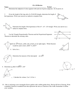 Ch 1-20 Review Name: Period: _____ Determine the midpoint of a
