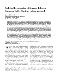 Stakeholder Appraisal of Selected Tobacco Endgame Policy