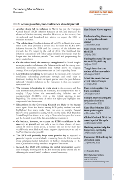 Berenberg Macro Views ECB: action possible, but confidence