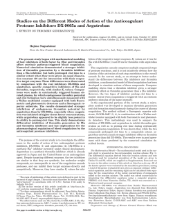 Studies on the Different Modes of Action of the Anticoagulant