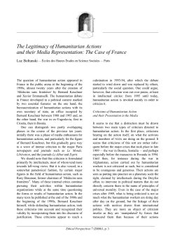 The Legitimacy of Humanitarian Actions