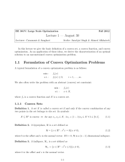 August 30 1.1 Formulation of Convex Optimization Problems