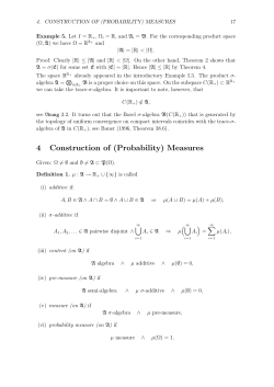 4 Construction of (Probability) Measures