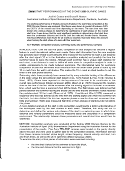 SWIM START PERFORMANCES AT THE SYDNEY 2000
