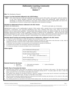 Number Sense, Session 7 - Massachusetts Department of