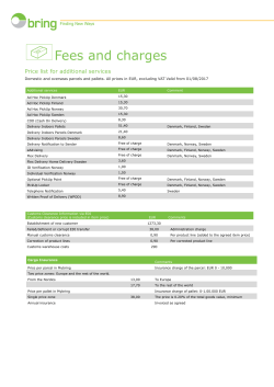 Price list for additional services