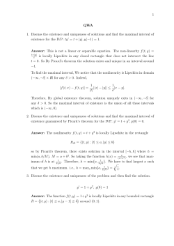 1 QWA 1. Discuss the existence and uniqueness of solutions and