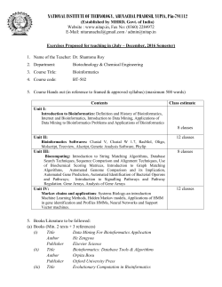 BT - 502 - NIT Arunachal Pradesh