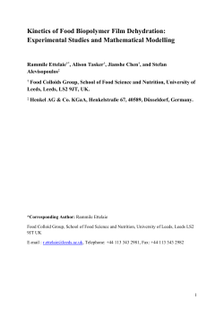 Kinetics of Food Biopolymer Film Dehydration: Experimental Studies