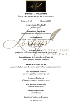 SAMPLE SET PRICE MENU Please contact restaurant for current