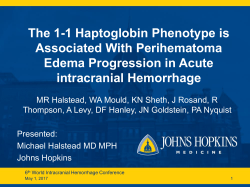The 1-1 Haptoglobin Phenotype is Associated With Perihematoma