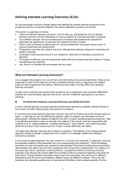 Defining Intended Learning Outcomes (ILOs)