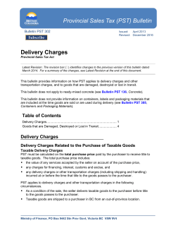 Bulletin PST 302 Delivery Charges