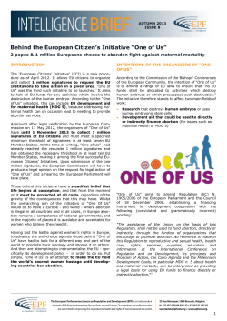 Behind the European Citizen`s Initiative &ldquo;One of Us&rdquo;