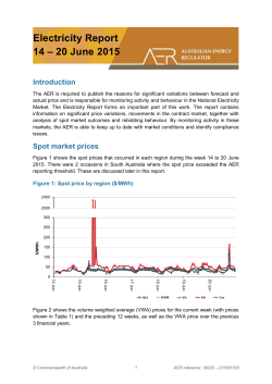 14 &ndash; 20 June 2015 - Australian Energy Regulator