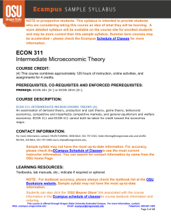 ECON 311 Intermediate Microeconomic Theory