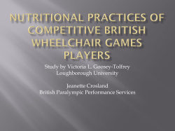 Nutritional Practices of Competitive British Wheelchair Game Players