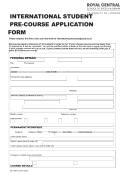 Pre Course Application Form - Central School of Speech and Drama
