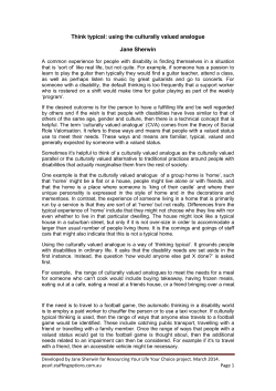 Think typical: using the culturally valued analogue Jane Sherwin