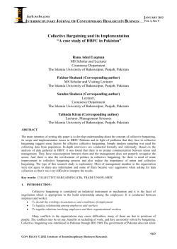 Collective Bargaining and Its Implementation &ldquo;A case study of HBFC