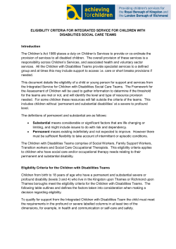 eligibility criteria for Integrated Service for Children with Disabilities