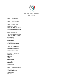 ! ! ! The Next Move Program Our Bylaws
