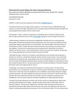 Richmond City Council Adopts Fair Chance Housing Ordinance