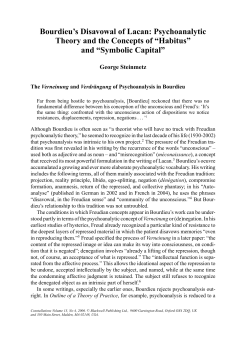 Bourdieu`s Disavowal of Lacan: Psychoanalytic Theory and the